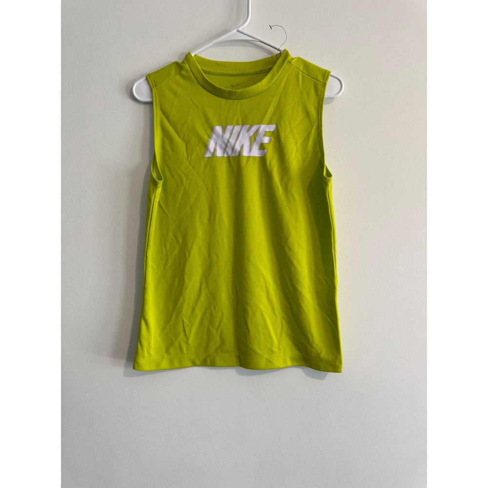 Nike Dri-FIT Sleeveless Training‎ Top boys L Lime Green Graphic Logo